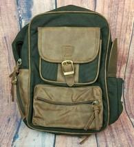 Leather Laptop Backpack Casual Canvas Campus School Rucksack Black Brown - £28.54 GBP