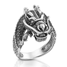Beautifully Detailed Mystical Asian Dragon Sterling Silver Ring - 9 - £24.90 GBP