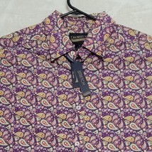 Cremieux Premium Denim Mens Shirt Size LT Paisley Purple Long Sleeves New - £29.99 GBP