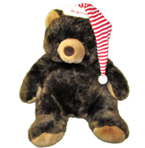 18" MONTGOMERY Teddy Bear 1997 VTG Plush Stuffed Animal Brown Red White Striped  - $13.50