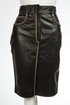 Iconic Gianni Versace Fall 1992 Studded Leather Jean Pencil Skirt sz 40 US 2 - 4 - £845.33 GBP