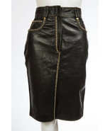 Iconic Gianni Versace Fall 1992 Studded Leather Jean Pencil Skirt sz 40 ... - £856.20 GBP