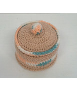 Vintage handmade knitted round powder box holder - $19.75