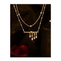 18K Gold Charlotte Bead Chain Twin Set Necklaces  vermeil, stackable, Mi... - £52.30 GBP