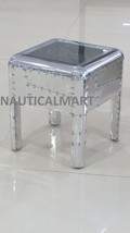 NauticalMart Aviator Retro Side Table Silver Finish End Table Bed Room D... - £312.67 GBP