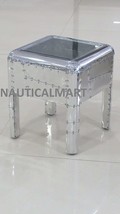 NauticalMart Aviator Retro Side Table Silver Finish End Table Bed Room Decor - £318.88 GBP