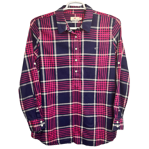 Vineyard Vines Plaid Shirt Pink Blue 14 Button Front Long Sleeve Linen T... - £18.71 GBP