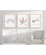 Unicorn Rainbow Set of 3 Prints, Nursery Unicorn Childrens Prints | Digital - £7.07 GBP