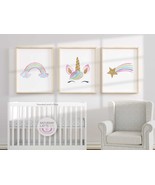 Unicorn Rainbow Set of 3 Prints, Nursery Unicorn Childrens Prints | Digital - $9.00