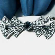 Vtg Silvertone Rhinestone Center Brooch Retro Marcasite Bow Shape Estate... - $15.87