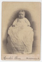 Antique c1880s Cabinet Card Adorable Baby in Dress Conkle Bros. Middletown, OH - £7.43 GBP