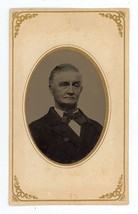 CIRCA 1860&#39;S Paper Framed Hand Tinted TINTYPE Older Man Wearing Suit &amp; Tie - £12.34 GBP