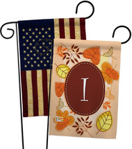 Autumn I Initial - Impressions Decorative USA Vintage - Applique Garden Flags Pa - £24.35 GBP