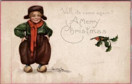 Christmas Vell, Its came again, Dutch Boy by Lyman Powell 1916 Postcard W15 - £5.47 GBP