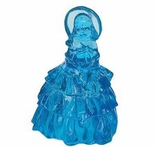 Boyd Louise Glass cobalt blue figurine sculpture art Southern Belle vtg bonnet  - £31.02 GBP