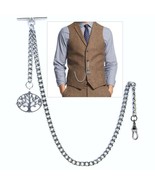 Silver Plated Albert Pocket Watch Chain for Men with Life Tree Fob Swive... - £18.96 GBP