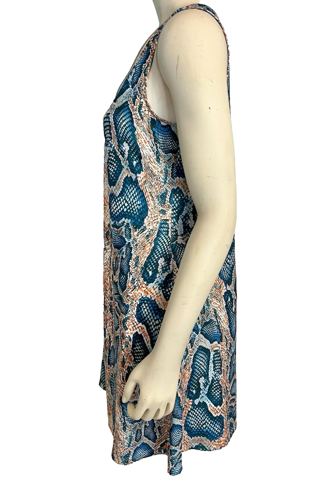 Hippie Guilt Women's Sleeveless Knit Dress Snakeskin Print Turquoise S Item image 3
