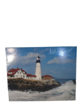 Puzzle Sealed &quot;Headlight Light House 550pc Puzzle 18x24 Crashing Waves Red Roof  - $9.55