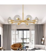 Modern Gold 8-Light Sputnik Chandelier with Clear Glass Shades - $6,396.83 MXN