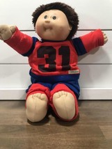 Vtg cabbage patch kid Sporty #31 Blue And Red CPK Football One Tooth Brown Hair - $18.81