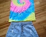 SheIn Womens Size XS Cut off Shorts W/Glittering South Tie-Dyed Size SM ... - $9.79