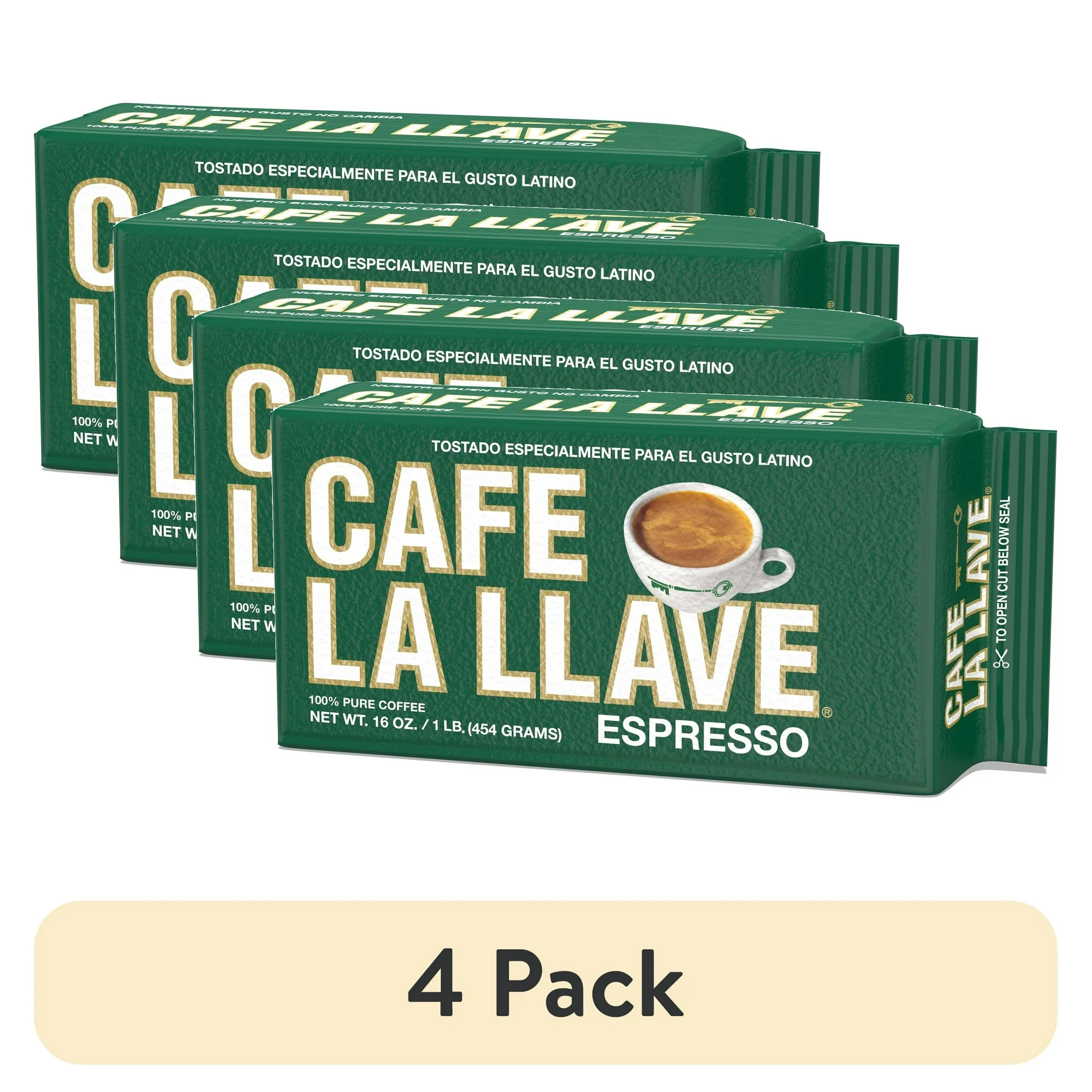 Cafe La Llave Espresso Dark Roast Ground Coffee, 16 oz - 4 packs - $68.37 CAD