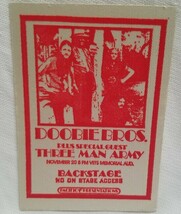 DOOBIE BROTHERS - ORIGINAL 1973 CONCERT TOUR CLOTH BACKSTAGE PASS COLUMB... - $30.00