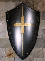 Medieval Black Templar Shield, Heater Shield, Knight Shield, Larp Reenac... - $149.00