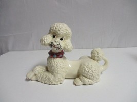 Vintage 1970s White Ceramic Spaghetti Noodle Poodle Dog 11&quot; X 7.5&quot; Atlantic Mold - £57.86 GBP
