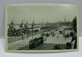 Vintage 1952 Posted B&amp;W Photo Postcard Trolley Cars Harbor Bordeaux France - £2.32 GBP