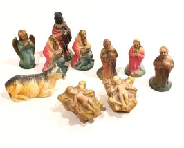 Hard Plastic Nativity Pieces 2-1/2&quot; Lot of 10 Mixed Vintage - £15.65 GBP