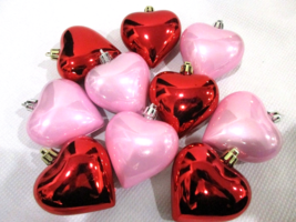 Valentines Day Pink Red Hearts 3&quot; Tree Ornaments Decorations 10pc GORGEOUS! - £15.97 GBP