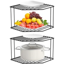 2Pcs 2-Tier Corner Stackable Organizer Shelf For Kitchen - Cabinet Storage Shelf - $42.99