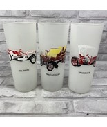 Frosted Antique Car Tumblers 1908 Buick 1914 Stutz 1904 Cadillac 3 Vintage  - £17.04 GBP