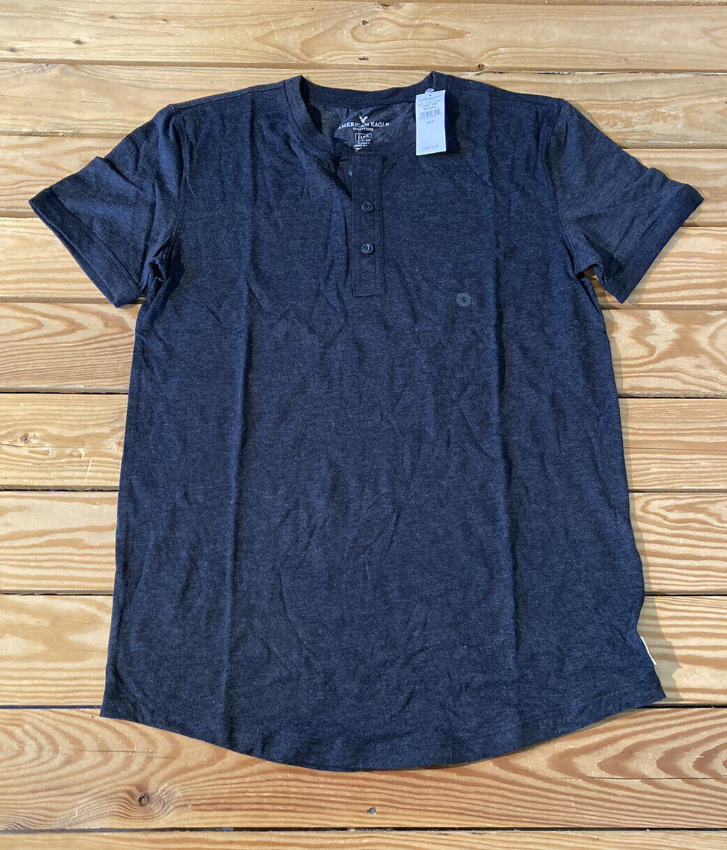 Primary image for American eagle NWT men’s 1/4 button short sleeve t Shirt size S Charcoal Q9