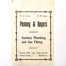 1910 Penney And Rogers Advertisement Ocean Park California Plumbing And ... - €17,13 EUR