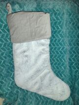 Pottery Barn Plush Christmas Stocking Faux Fur Gray Large 20&quot; - €32,81 EUR