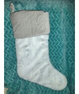 Pottery Barn Plush Christmas Stocking Faux Fur Gray Large 20&quot; - $53.18 CAD