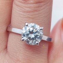 925 Silver  Round Cut Grey Moissanite Solitaire Engagement Ring Promise ... - $129.00