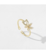 18K Gold Plated Adjustable Flower Ring for Women - £9.55 GBP