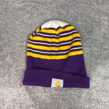 Carhartt Mens Hat One Size Purple Yellow Beanie Logo Workwear Casual Winter Cap - $14.98