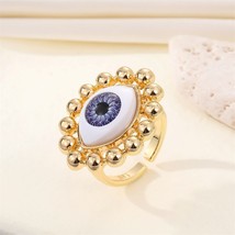 Sun Blue Evil Eye Finger Rings For Women Gift Punk Unique Flower Turkish Lucky E - £8.63 GBP