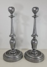 Vintage Pair of Designer Pewter 12&quot; Candle Stick Holders Taper Match Carson - $94.95