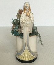 Vintage mother Virgin Mary Jesus planter vase with plastic flowers shafford - €21,35 EUR