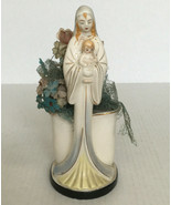 Vintage mother Virgin Mary Jesus planter vase with plastic flowers shafford - €21,35 EUR