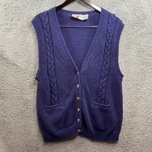 Crazy Horse Knit Sweater Vest Sleeveless Purple Size Medium pockets - $11.20