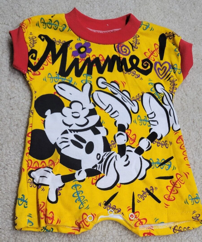 Primary image for Vintage DISNEY Mickey's For Kids SIZE 0-3m MINNIE MOUSE Yellow One Piece