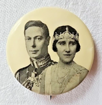Vtg. King George VI &amp; Queen Elizabeth (Queen Mother) Pin/Pinback Button - £11.34 GBP