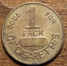 1940&#39;s Good For 1 Pack Cigarettes Brass Amusement Vending Machine Prize ... - $8.14