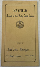 Vintage Mayfield School of the Holy Child Jesus Grade Report 1944-1945 - £11.55 GBP